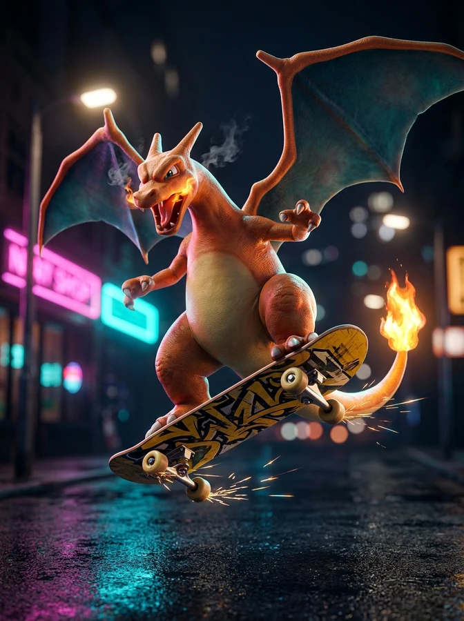 Charizard en su tabla