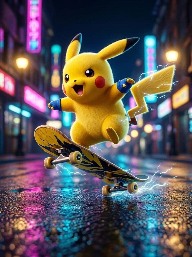 Pikachu en su tabla